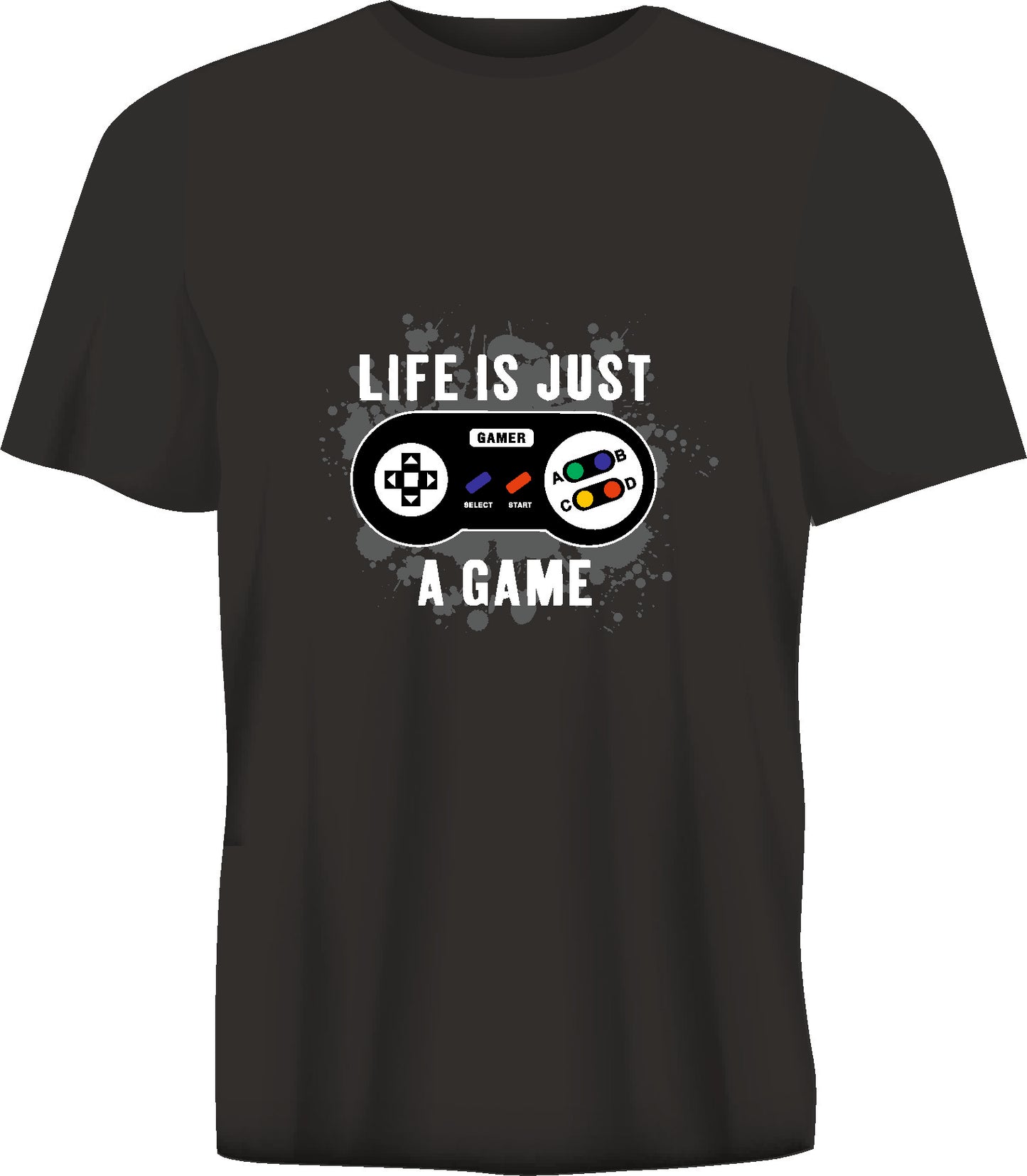 Short sleeve t-shirt LIFE IS JUST A GAME black TS104