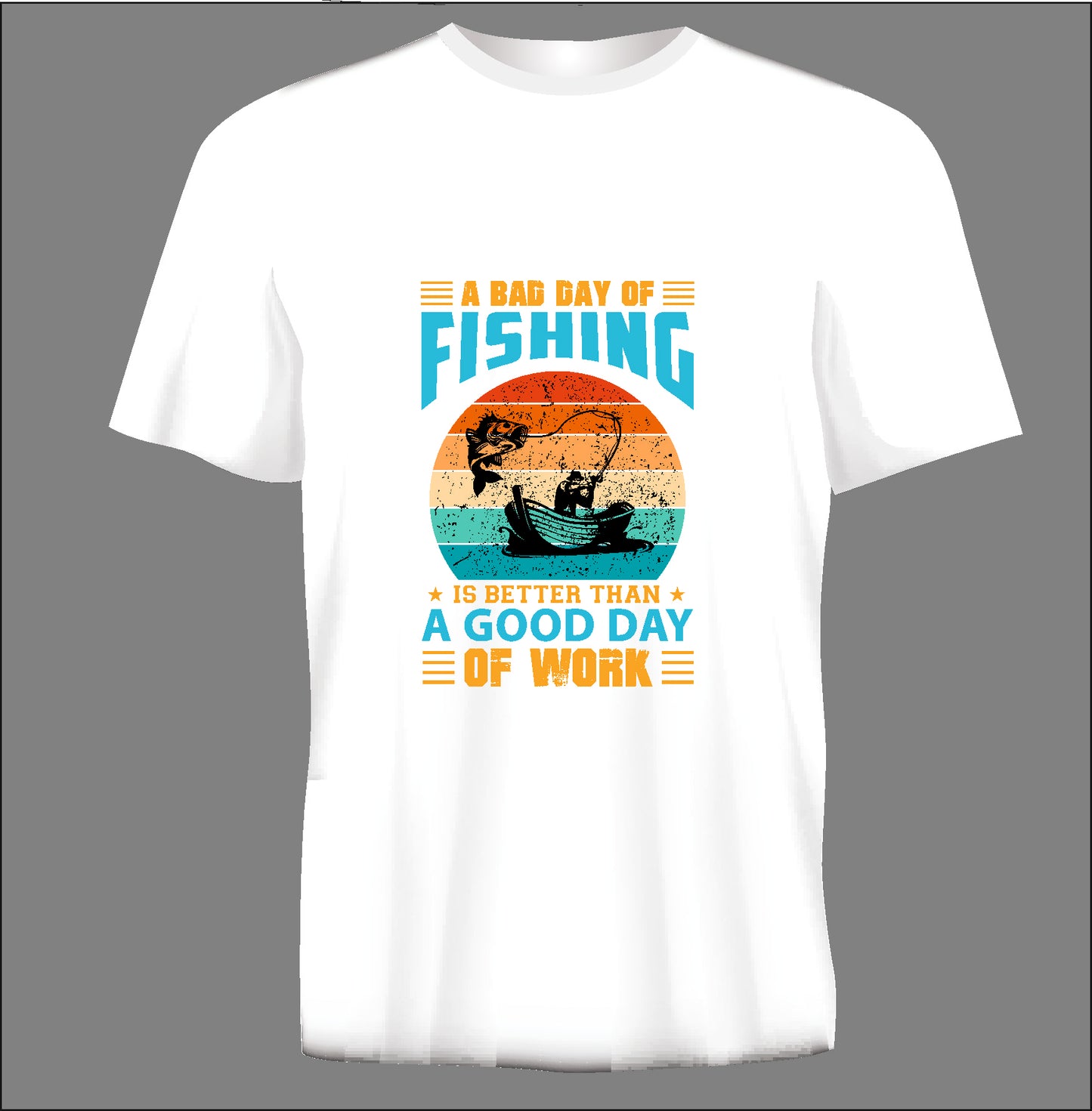 Short sleeve t-shirt A BAD DAY OF FISHING white TS191