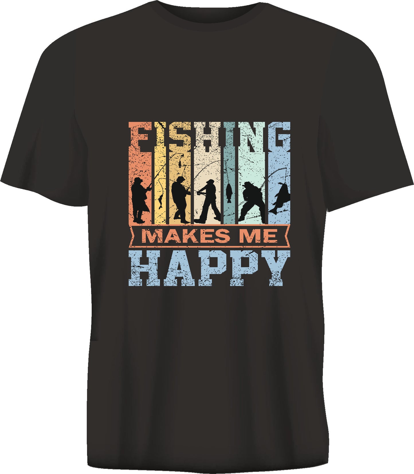 Short sleeve t-shirt FISHING MAKES ME HAPPY black TS30