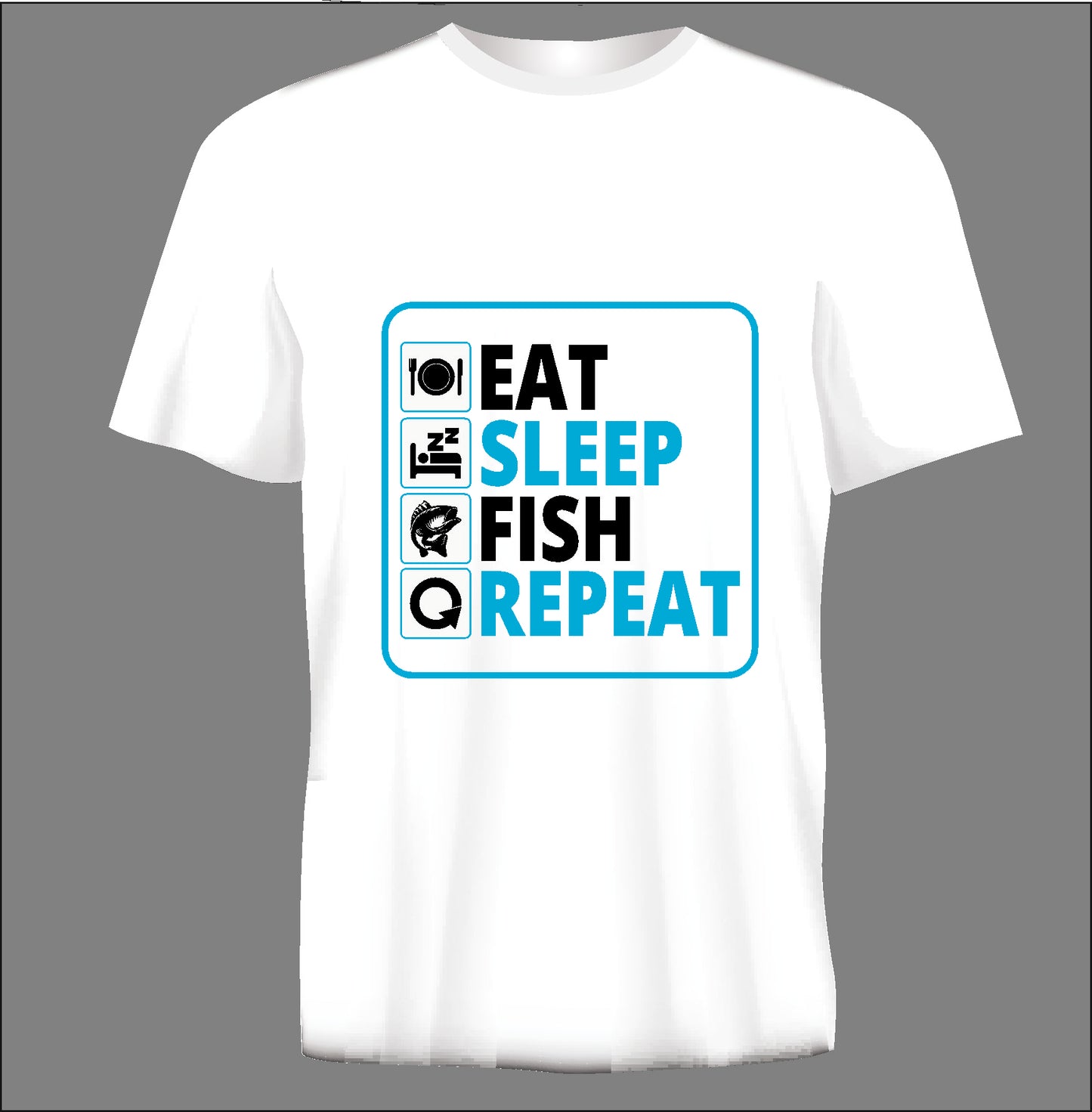 Short sleeve t-shirt EAT SLEEP FISSH REPEAT white TS31