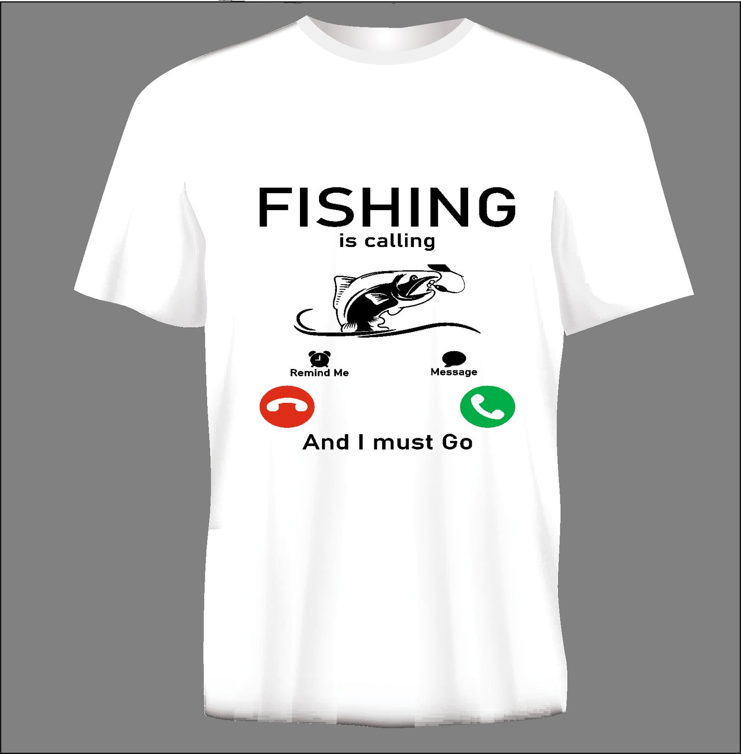 Short sleeve t-shirt FISHING IS CALLING white TS33