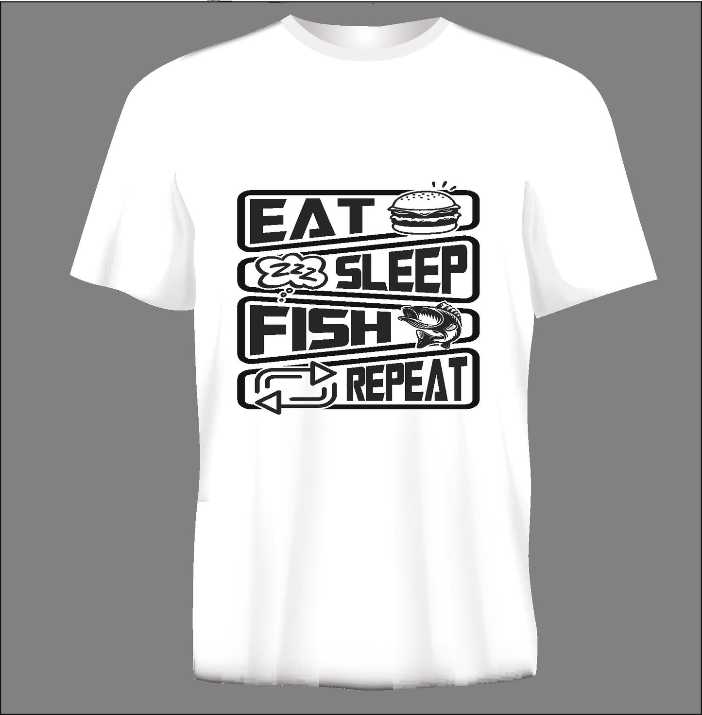 Short sleeve t-shirt EAT SLEEP FISSH REPEAT white TS37