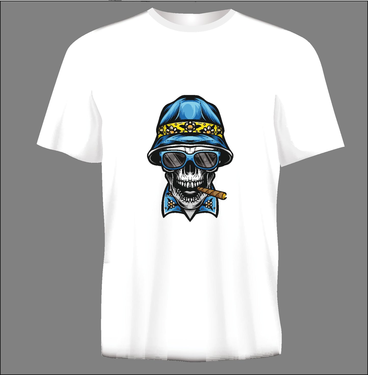 Short sleeve t-shirt SMOKING SKULL white TS88