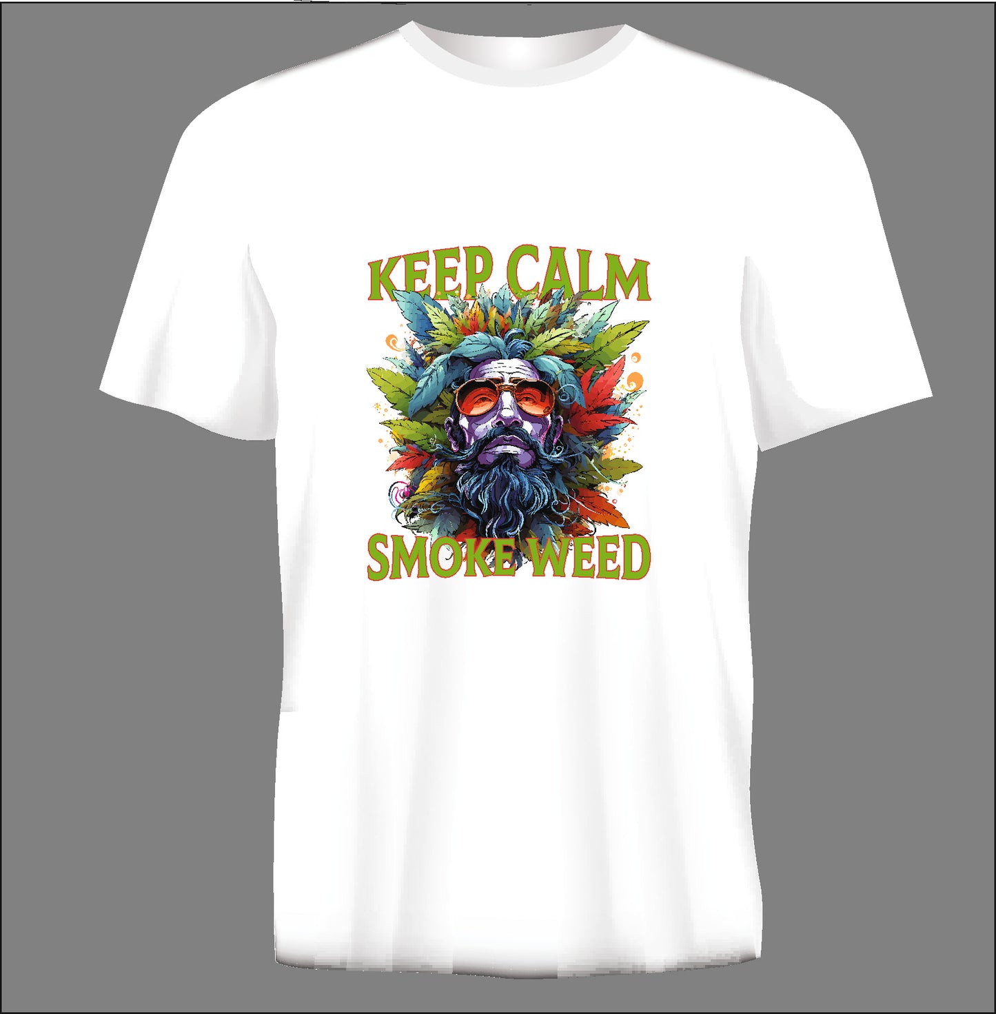 Short sleeve t-shirt KEEP CALM SMOKE WEED white TS92