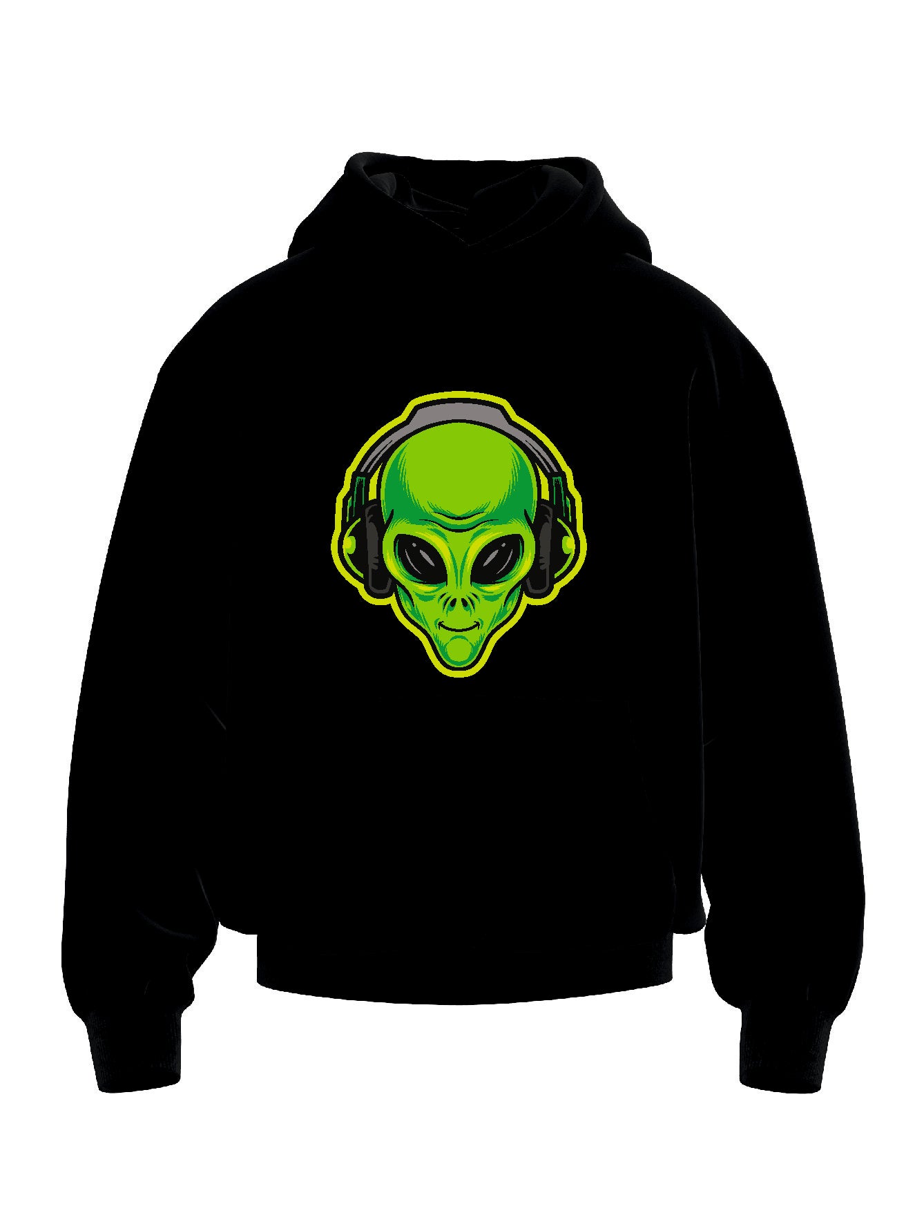 H15 Alien green head with headphones. HOODIE