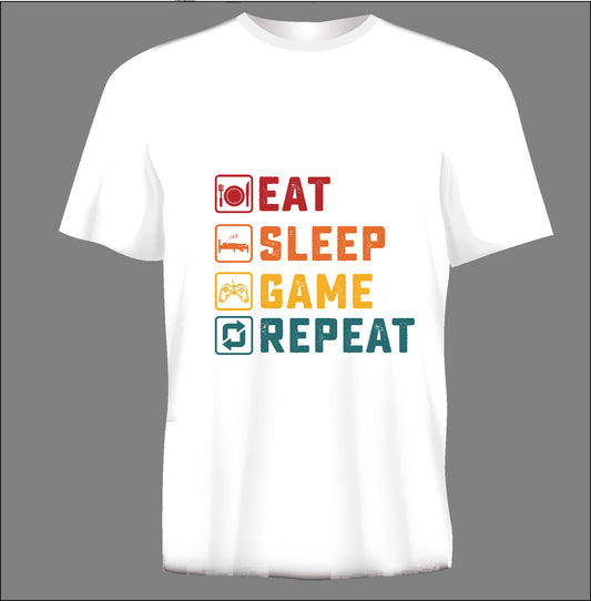 Short sleeve t-shirt EAT SLEEP GAME REPEAT  white TS108