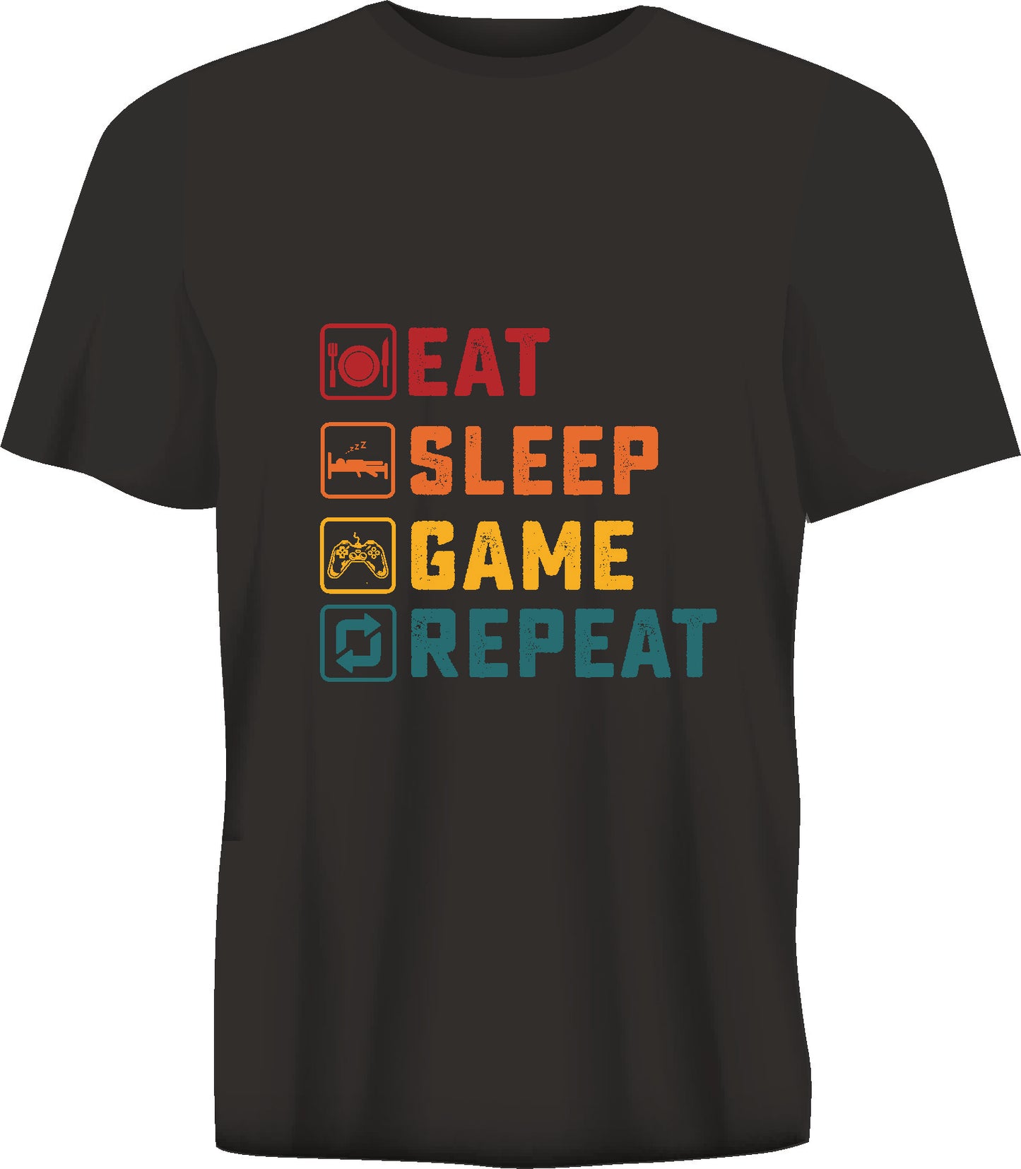 Short sleeve t-shirt EAT SLEEP GAME REPEAT  black TS109