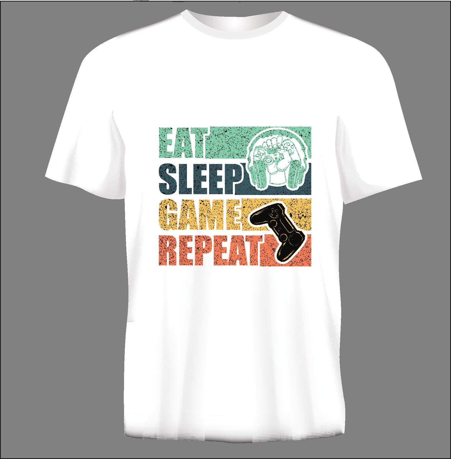 Koszulka z krótkim rękawem EAT SLEEP GAME REPEAT biała TS110