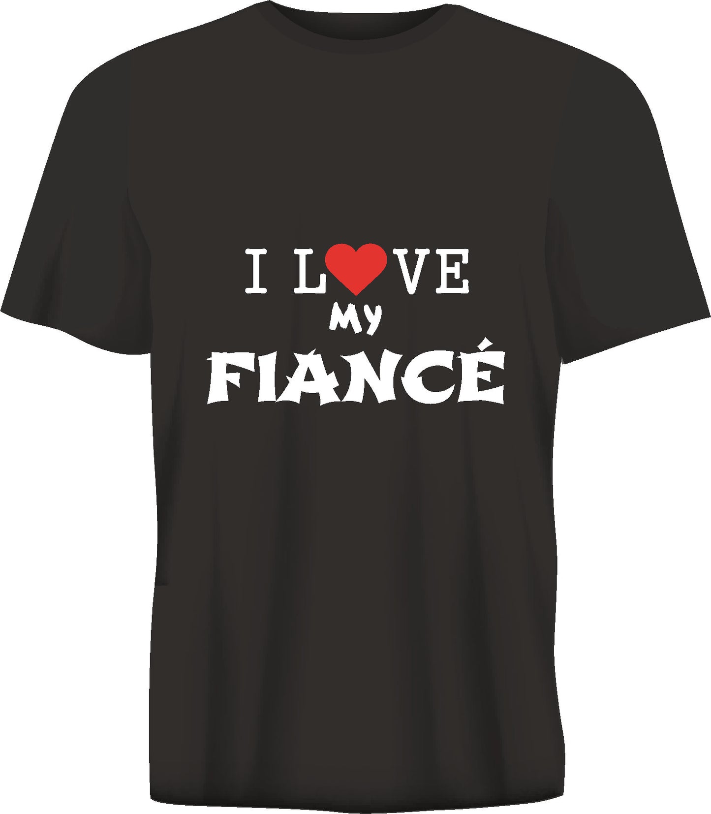 Short sleeve t-shirt I LOVE MY FIANCE black TS12