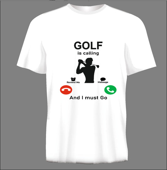 Short sleeve t-shirt GOLF IS CALLING white TS136