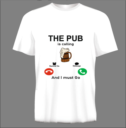 Short sleeve t-shirt THE PUB ISCALLING white TS138