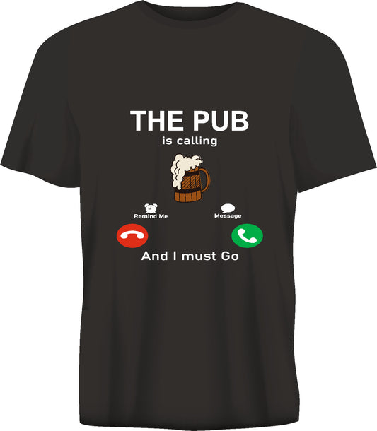 Short sleeve t-shirt THE PUB IS CALLING black TS139