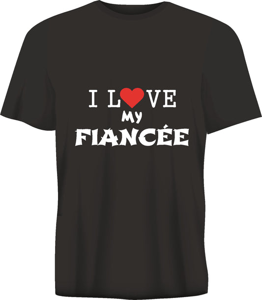 Short sleeve t-shirt I LOVE MY FIANCEE black TS14