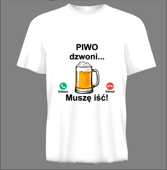 Short sleeve t-shirt PIWO DZWONI white TS146