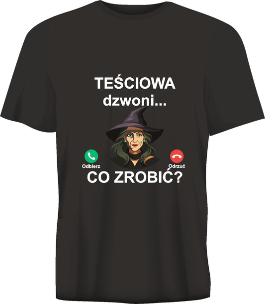 Short sleeve t-shirt TEŚCIOWA DZWONI black TS163