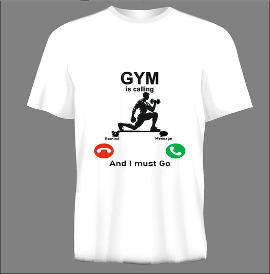 Short sleeve t-shirt GYM IS CALLING white TS168