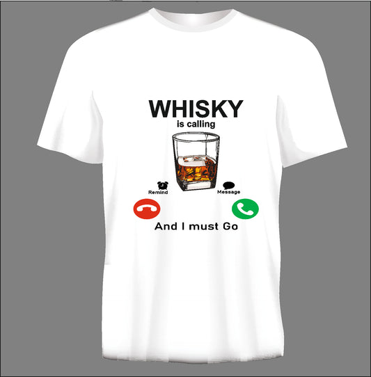 Short sleeve t-shirt WHISKY IS CALLING white TS172