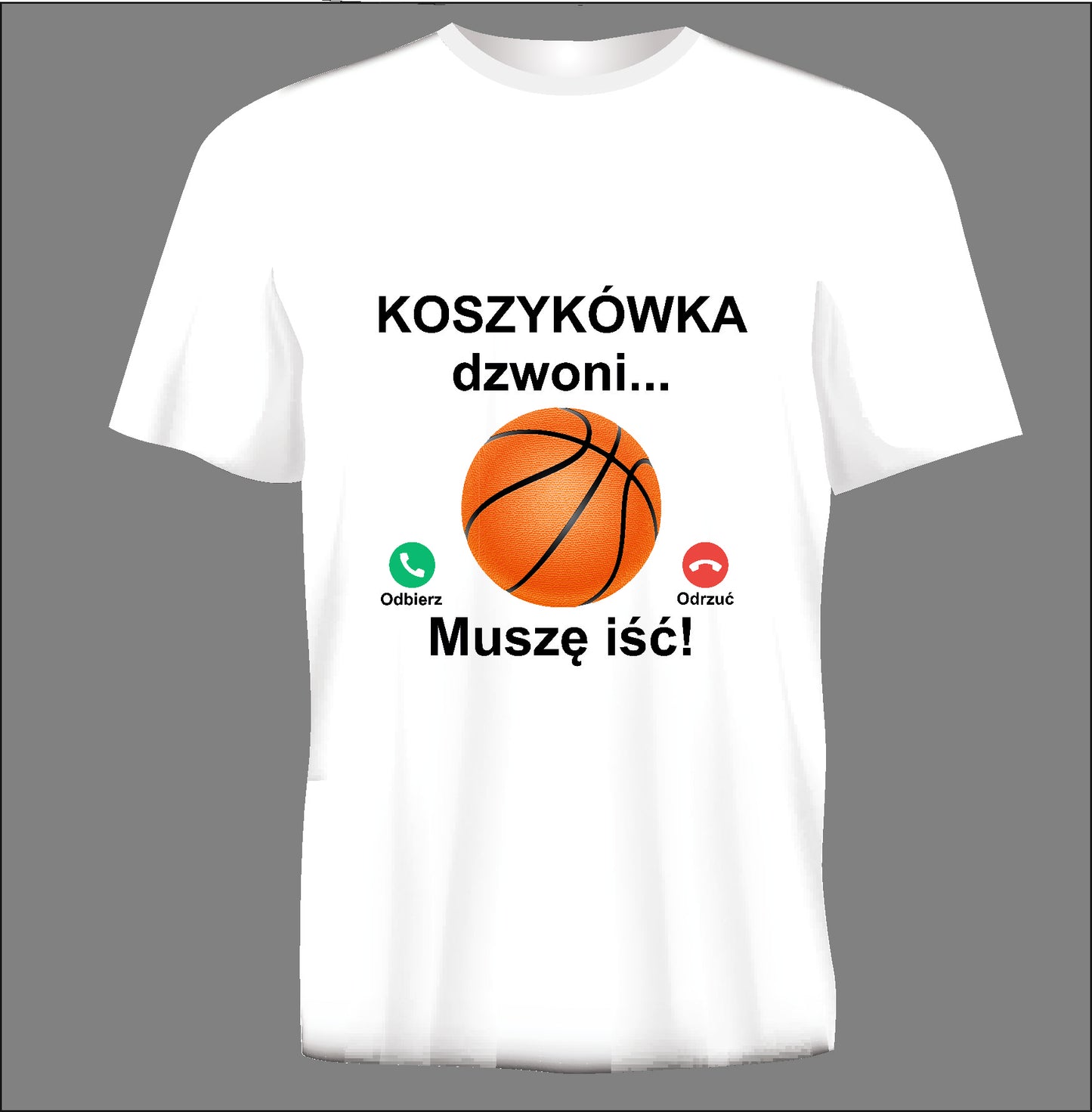 Short sleeve t-shirt KOSZYKÓWKA DZWONI white TS176