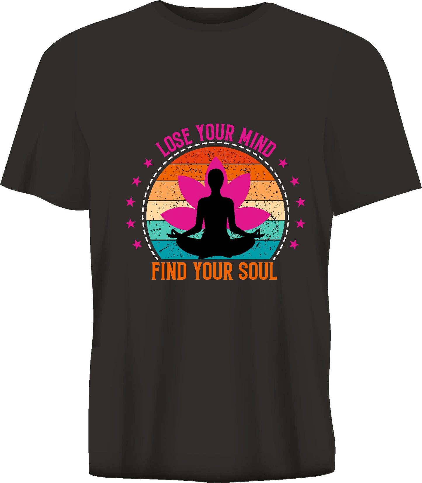 Short sleeve t-shirt LOSE YOUR MIND FIND YOUR SOUL black TS194