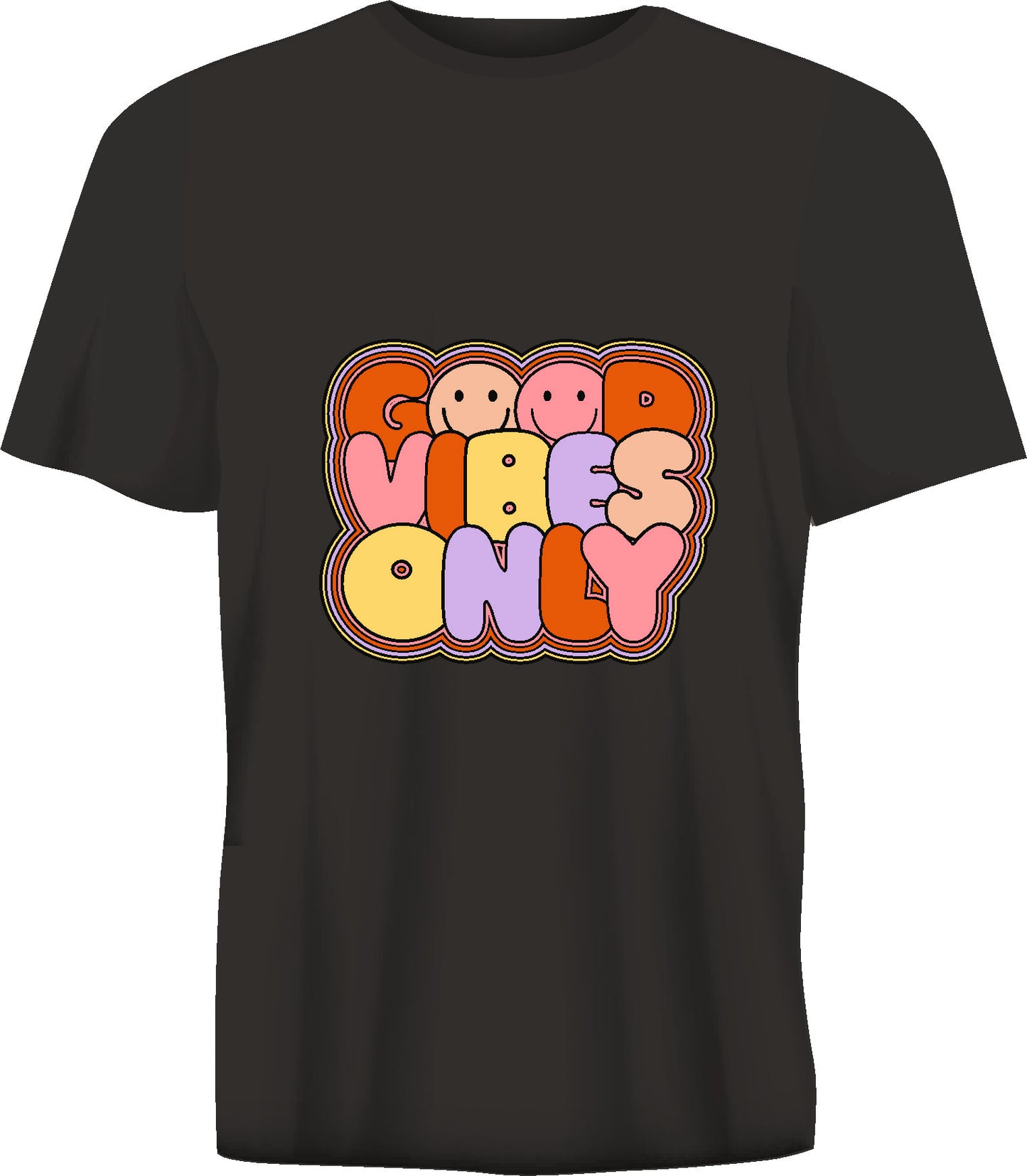 Short sleeve t-shirt GOOD VIBES ONLY black TS198