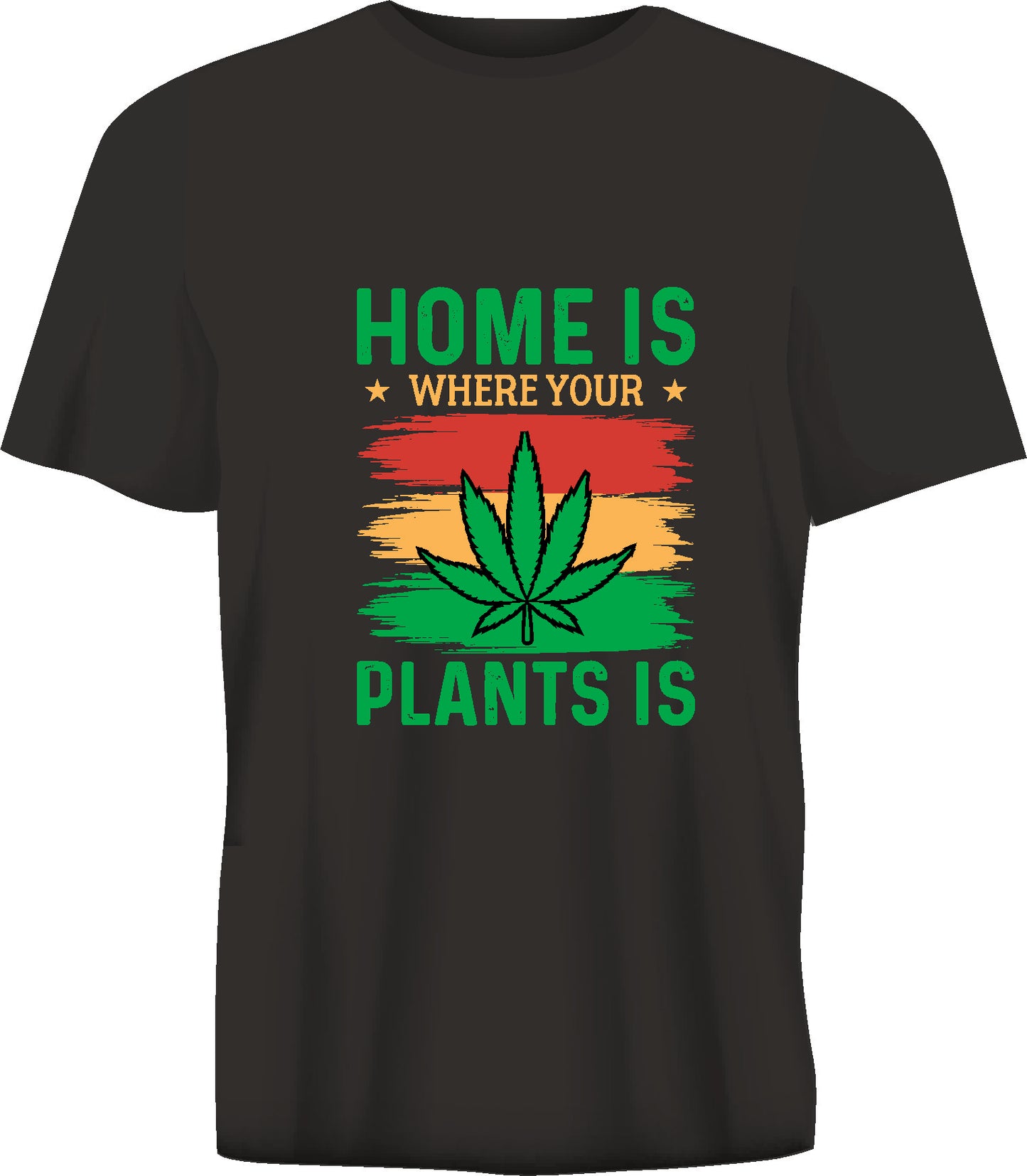 Short sleeve t-shirt HOME IS WHERE YOUR PLANT IS black TS200