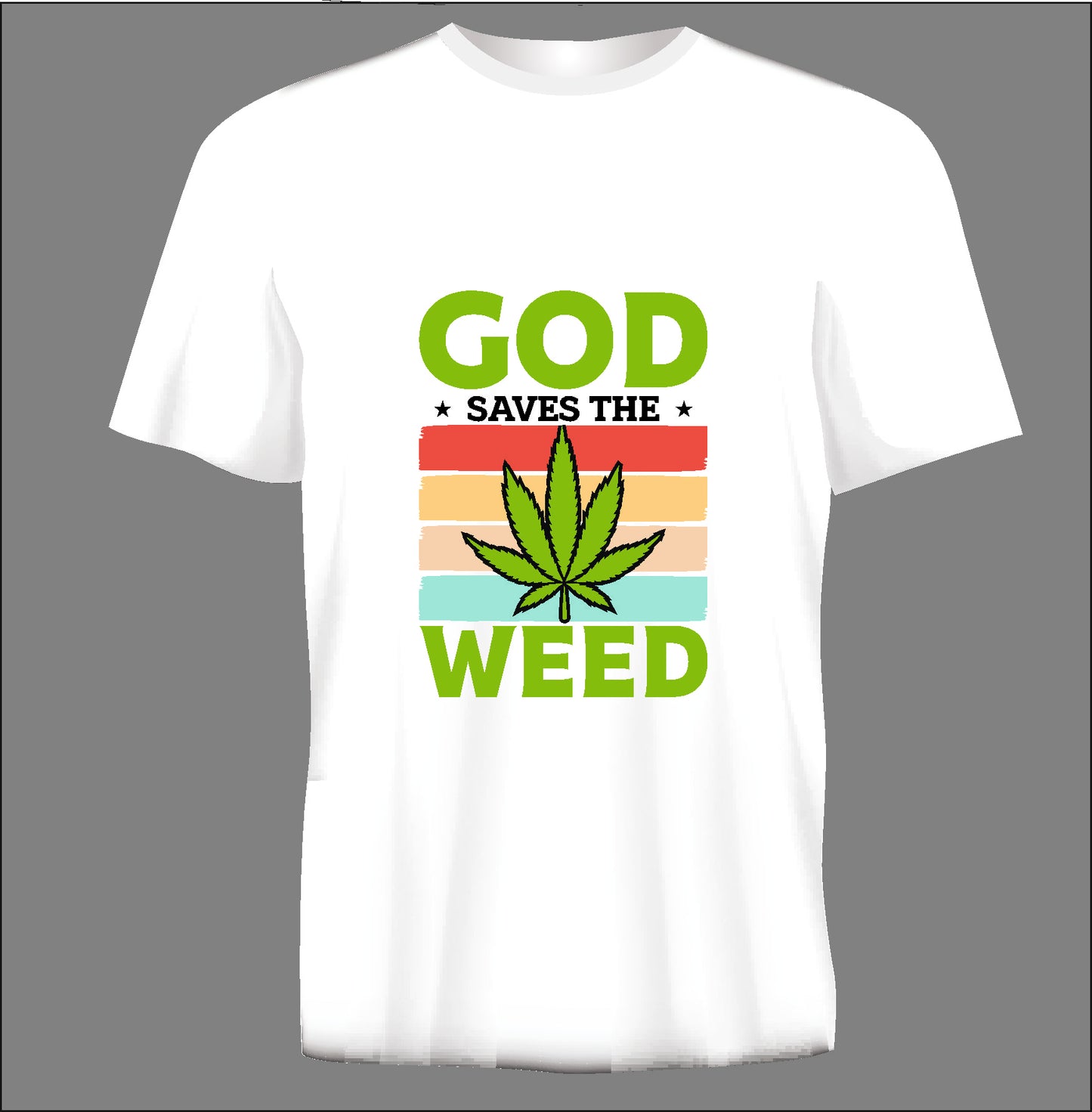 Short sleeve t-shirt GOD SAVE THE WEED white TS203