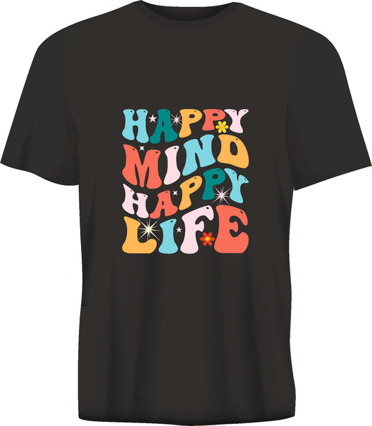 Short sleeve t-shirt HAPPY MIND HAPPY LIFE  black TS230