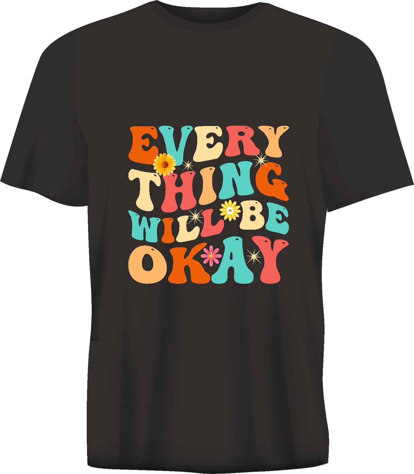 Short sleeve t-shirt EVERYTHING WILL BE OKAY black TS234