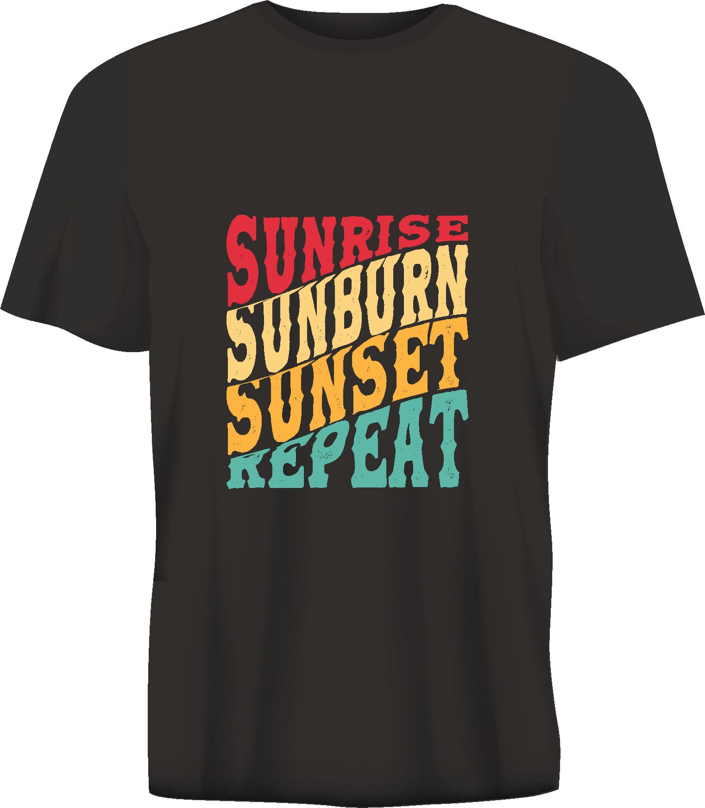 Short sleeve t-shirt SUNRISE SUNBURN SUNSET REPEAT black TS241