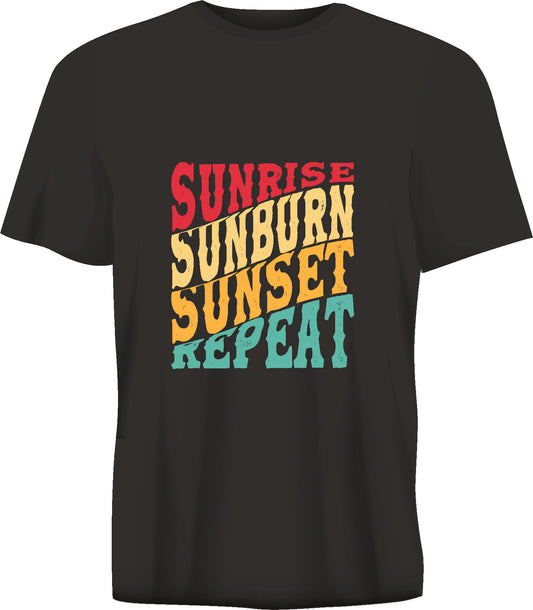 Short sleeve t-shirt SUNRISE SUNBURN SUNSET REPEAT black TS241