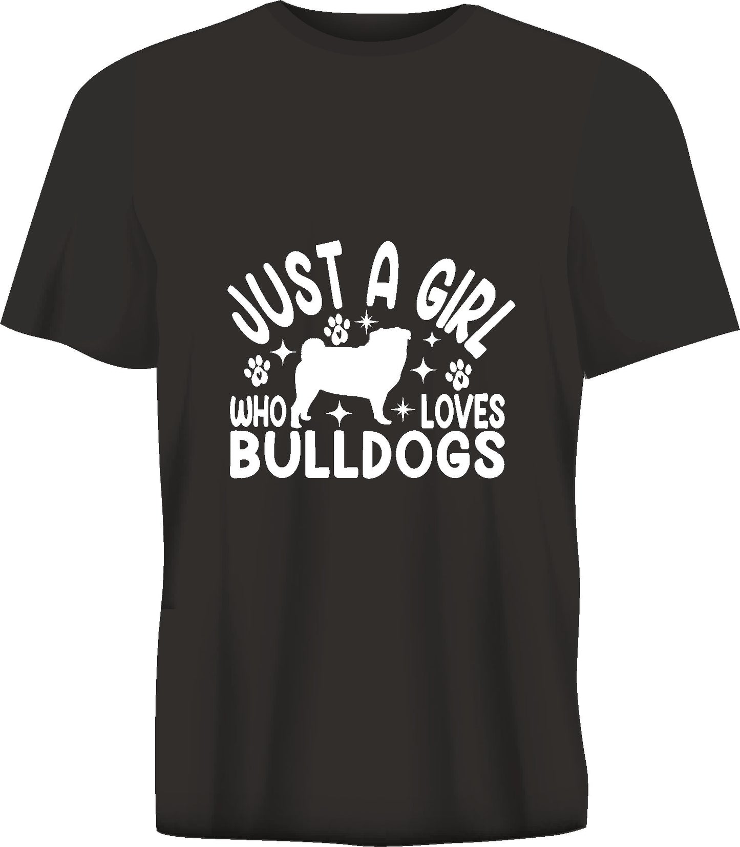 Short sleeve t-shirt JUST A GIRL WHO LOVES BULLDOGS black TS244