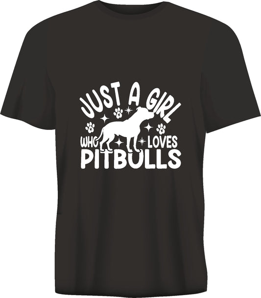 Short sleeve t-shirt JUST A GIRL WHO LOVES PITBULLS black TS246