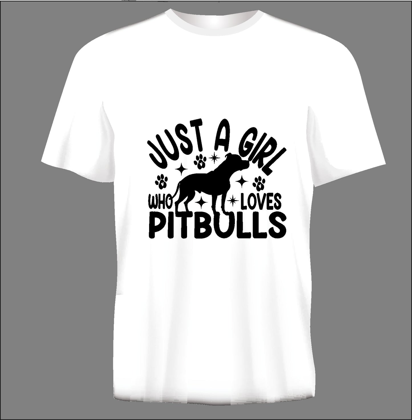 Short sleeve t-shirt JUST A GIRL WHO LOVES PITBULLS white TS247