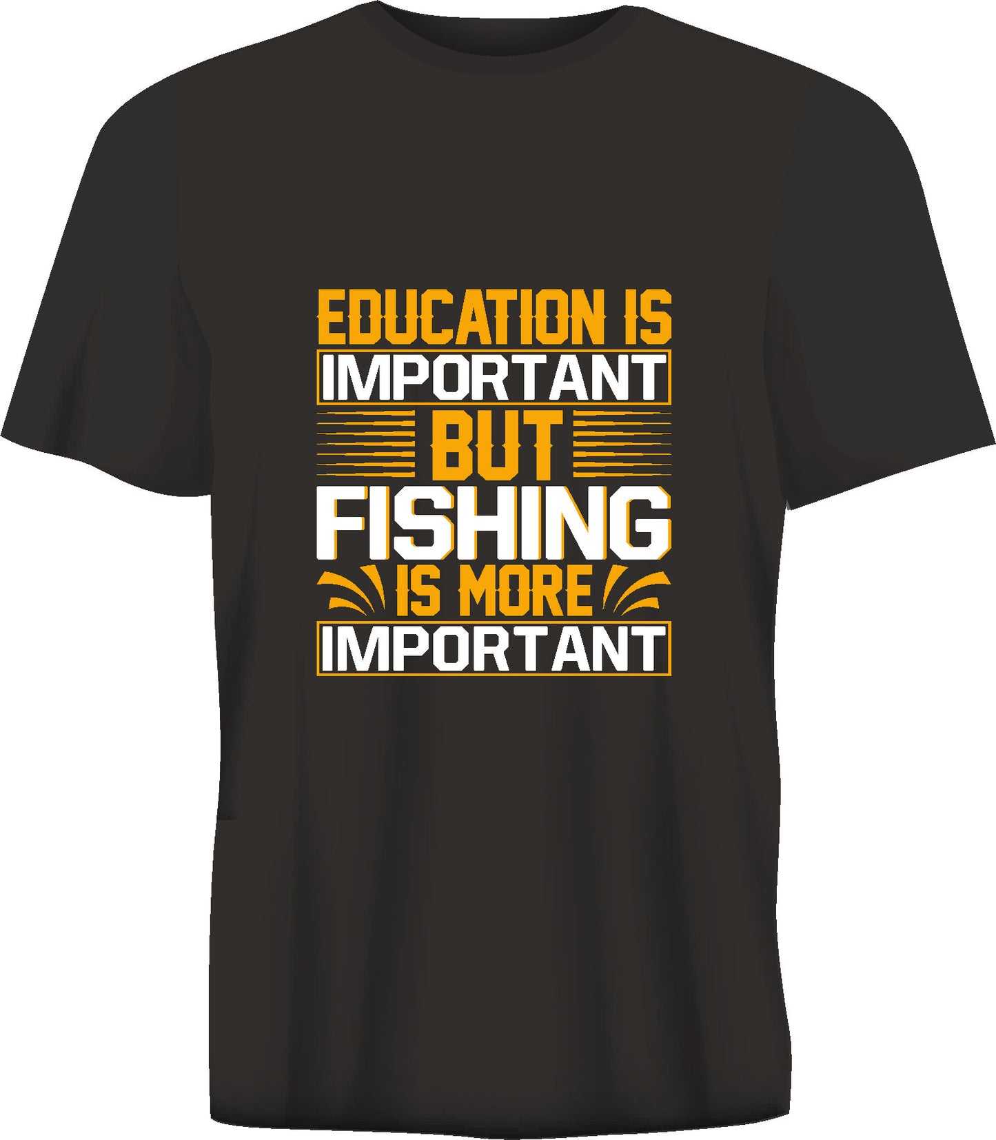 Short sleeve t-shirt EDUCATION IS IMPORTENT BUT FISHING... black TS249