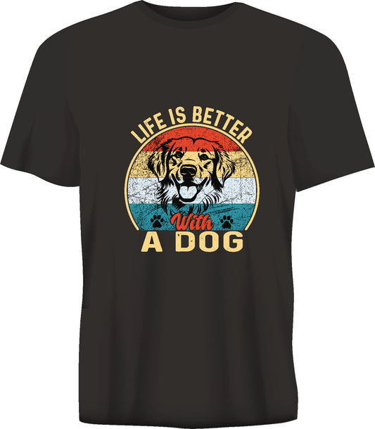 Short sleeve t-shirt LIFE IS BETTER WITH A DOG black TS255