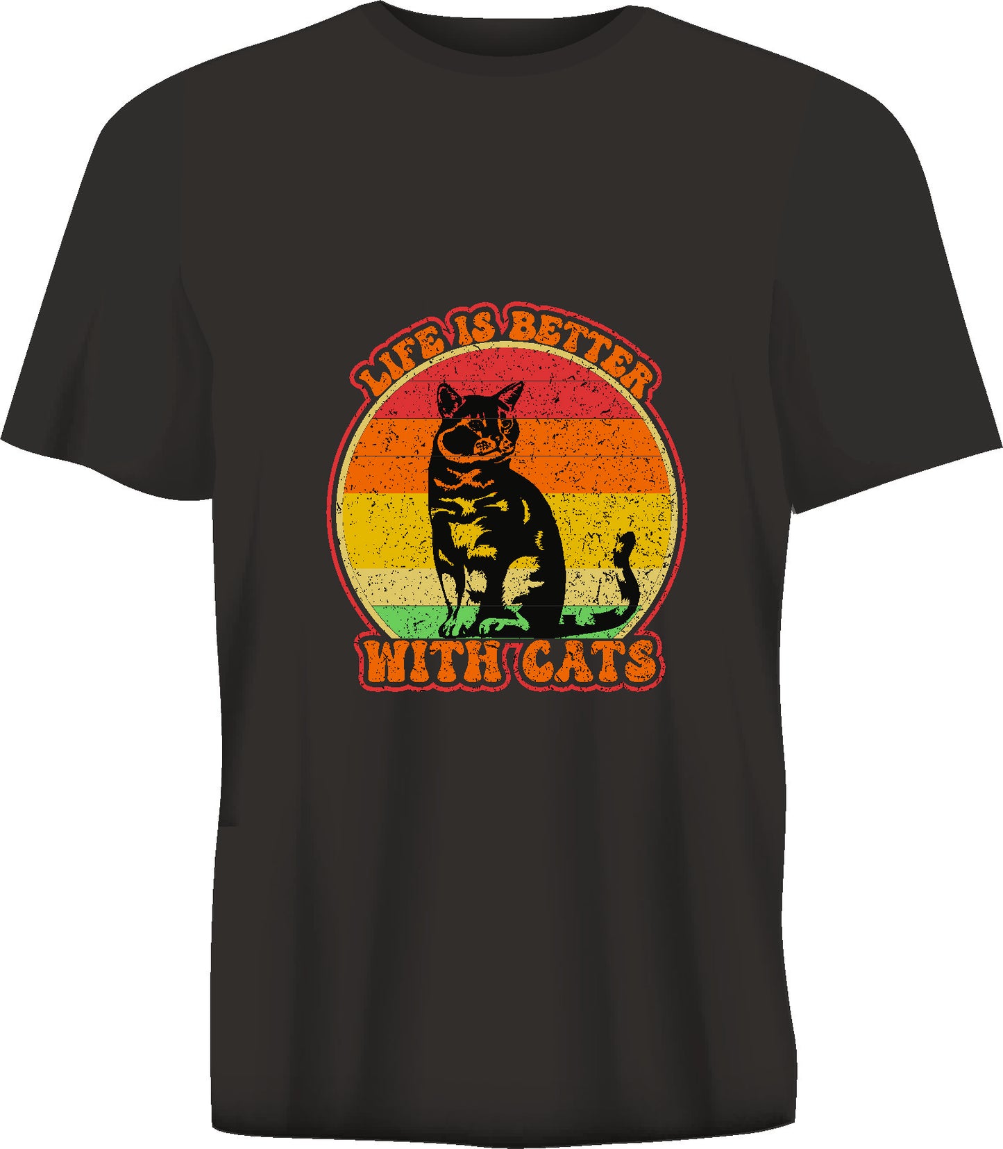 Short sleeve t-shirt LIFE IS BETTER WITH CATS black TS260