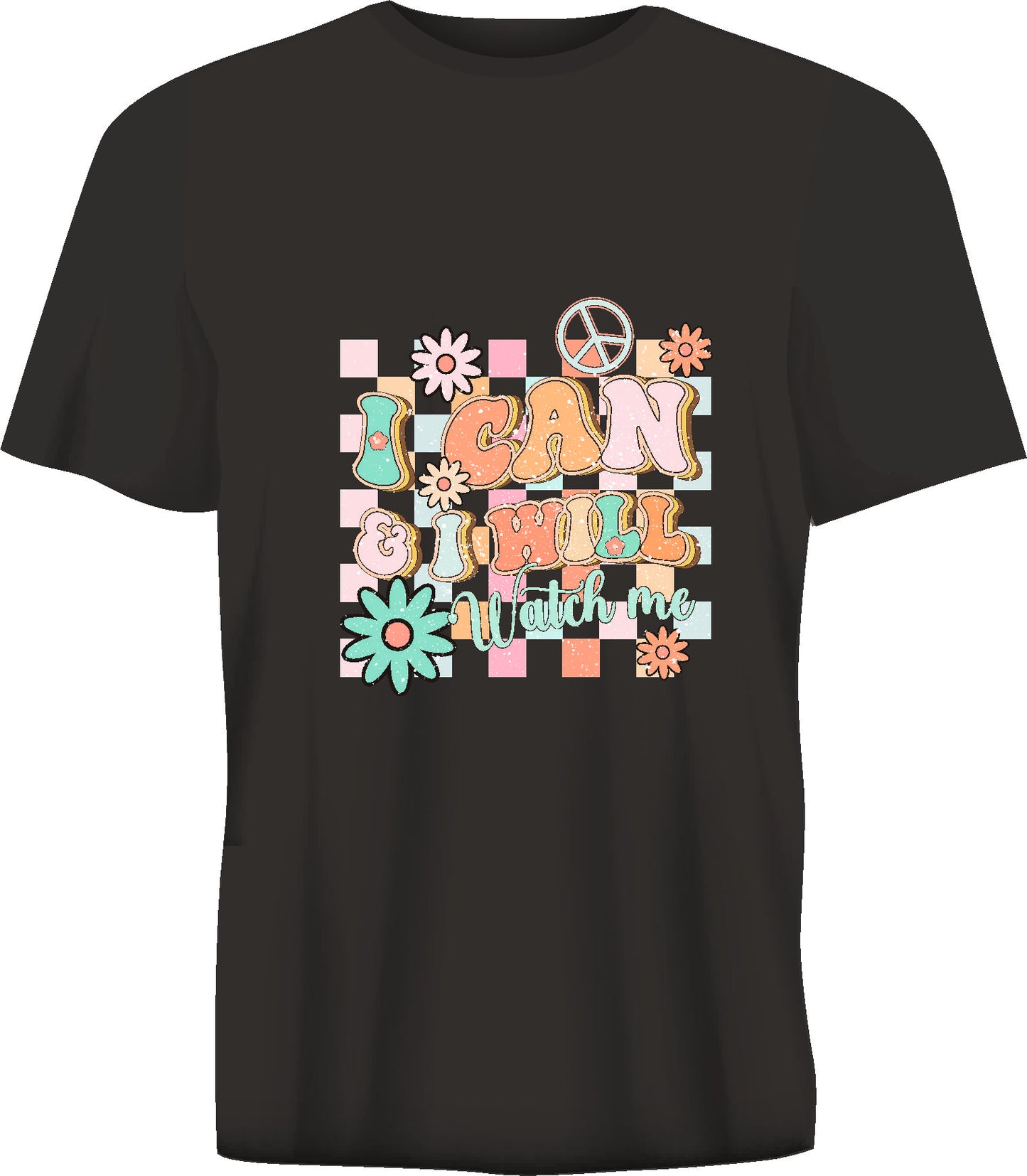 Short sleeve t-shirt I CAN I WILL WATCH ME black TS268