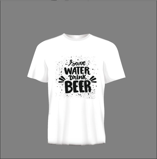 Short sleeve t-shirt TS288 SAVE WATER DRINK BEER white