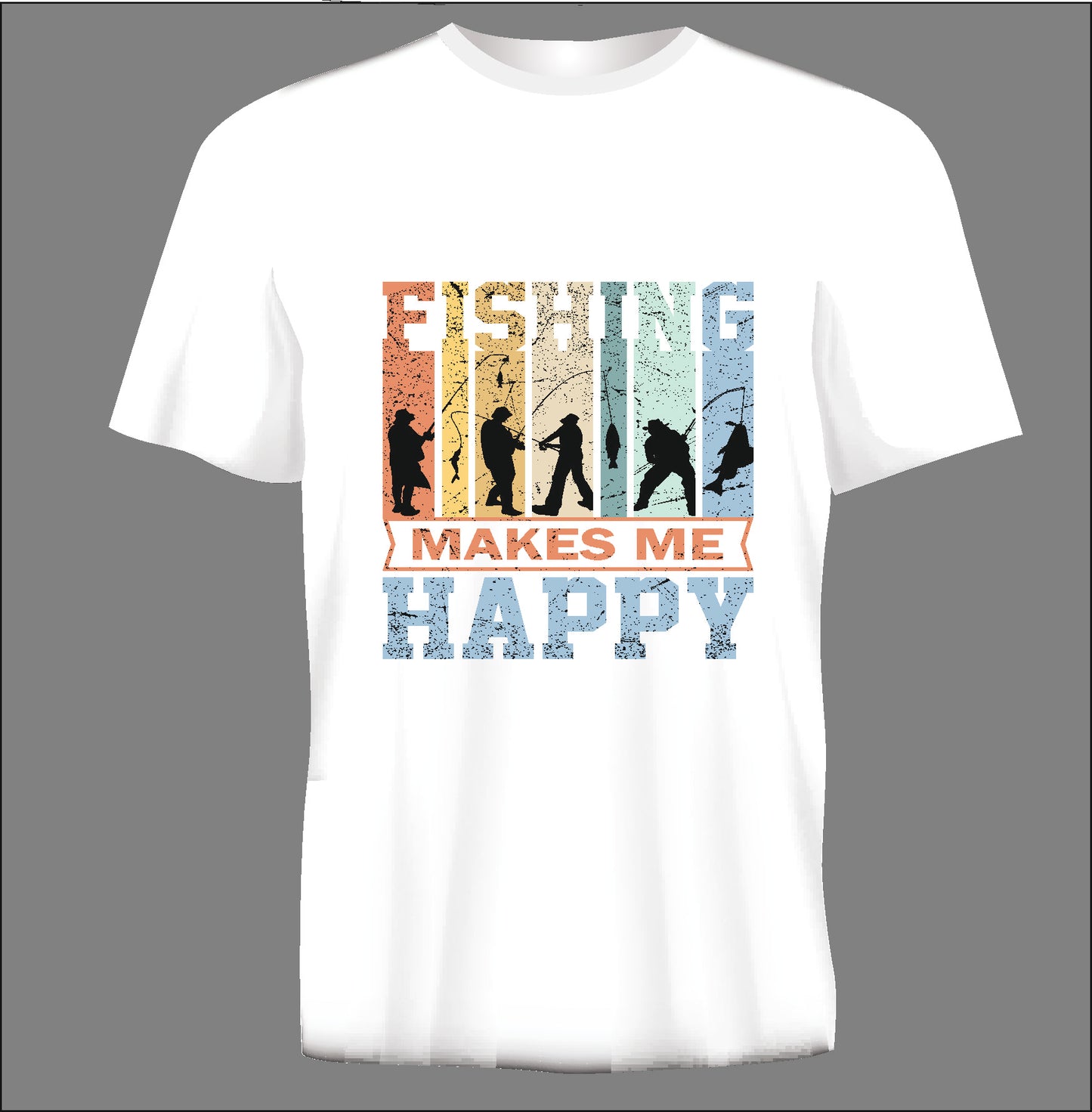 Short sleeve t-shirt FISHING MAKES ME HAPPY white TS29