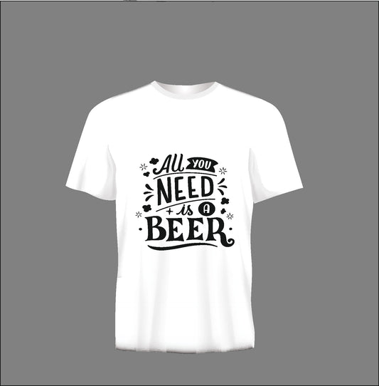 Short sleeve t-shirt TS290 ALL YOU NEED IS A BEER white