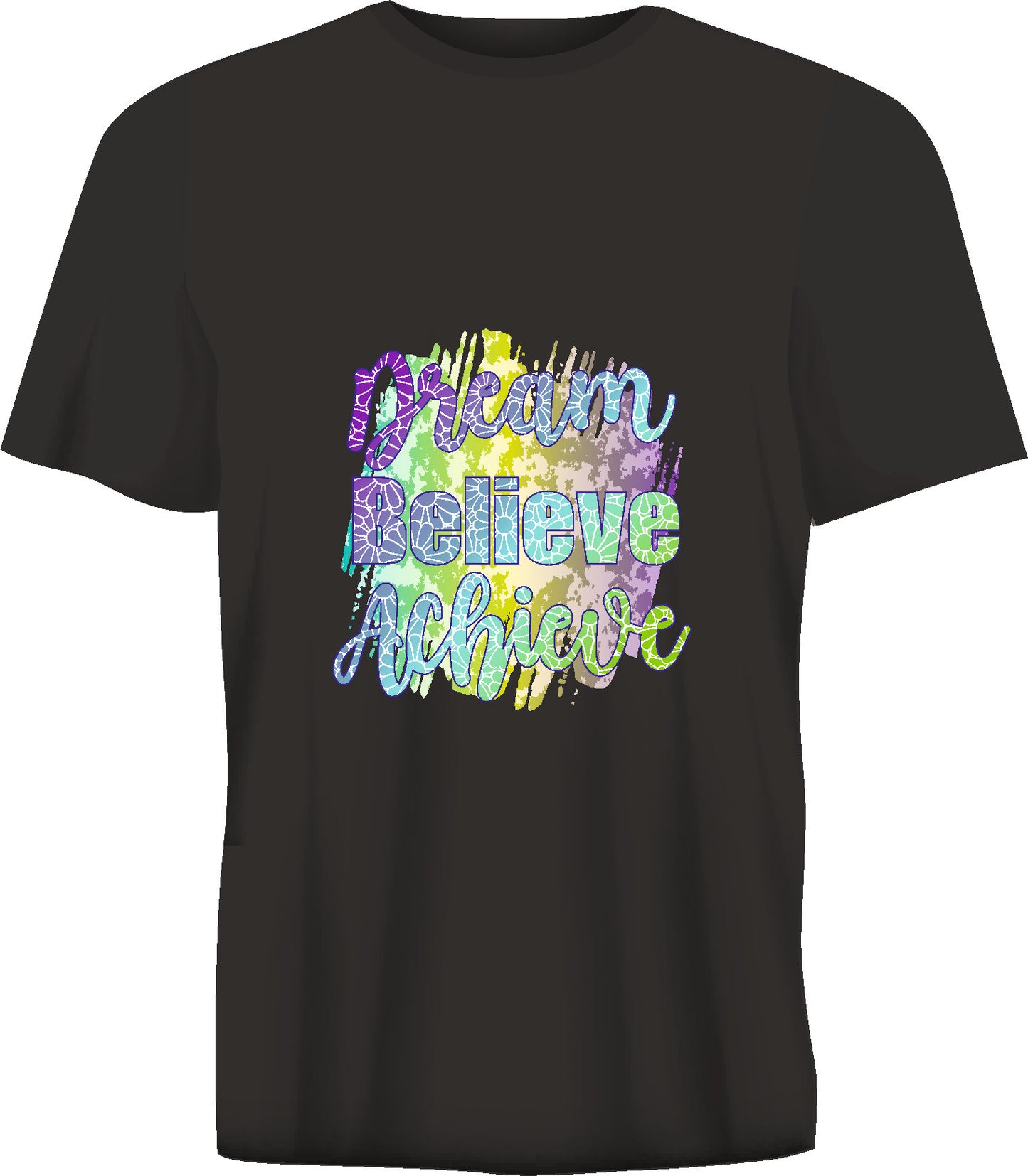 Short sleeve t-shirt TS298 DREAM BELIVE ACHIEVE black