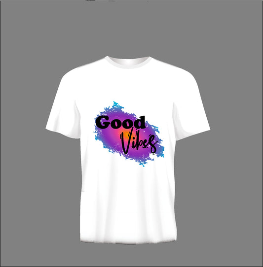 Short sleeve t-shirt TS304 GOOD VIBES white