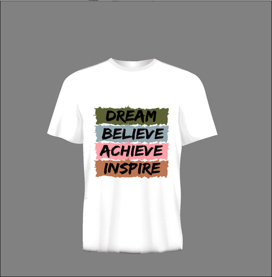 Short sleeve t-shirt TS306 DREAM BELIEVE ACHIEVE INSPIRE white