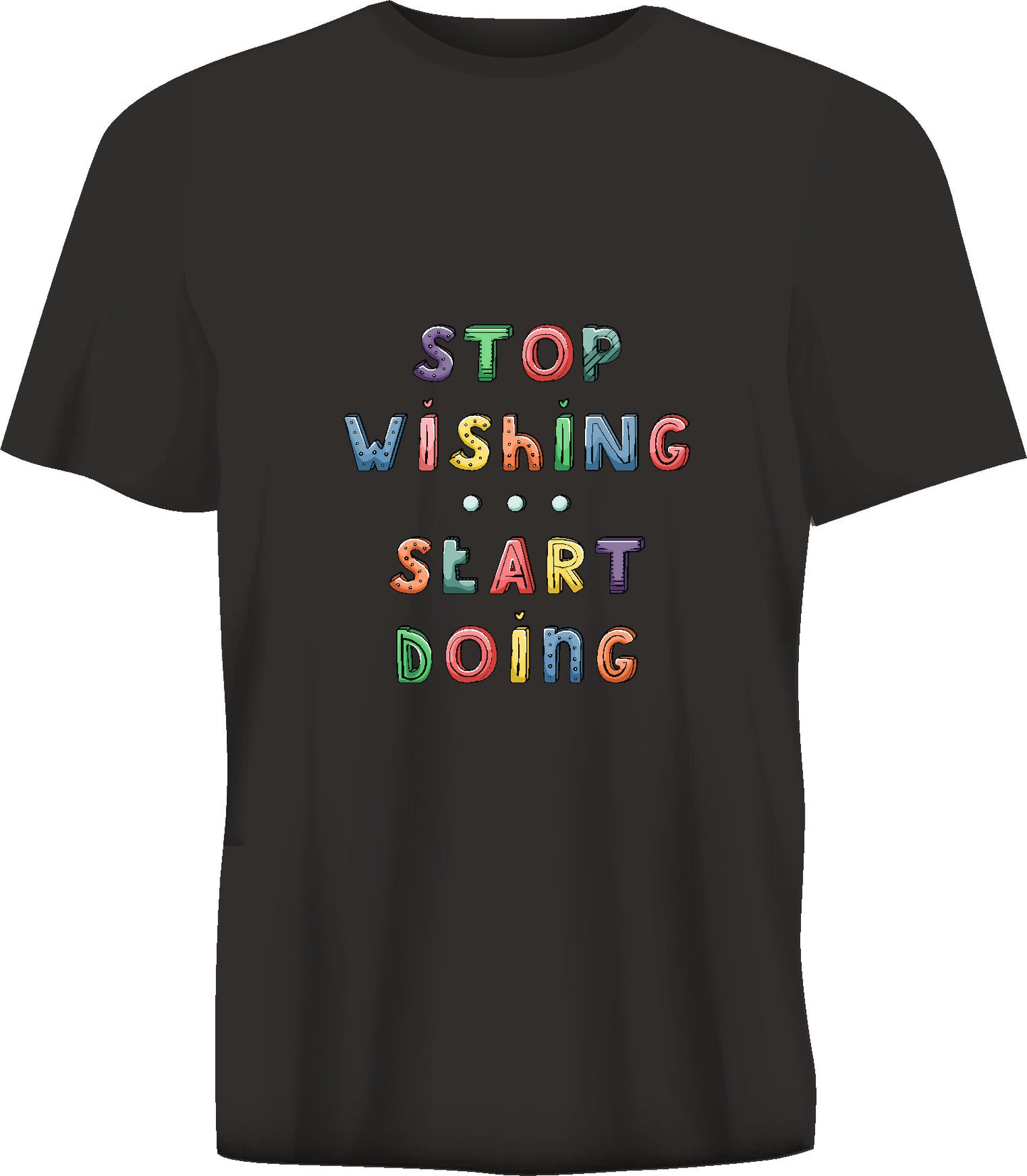 Short sleeve t-shirt TS307 STOP WISHING START DOING black