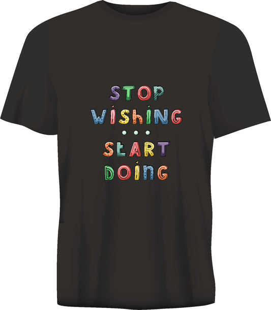 Short sleeve t-shirt TS307 STOP WISHING START DOING black