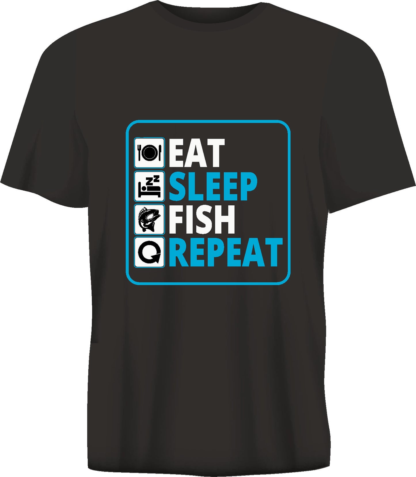 Koszulka z krótkim rękawem EAT SLEEP FISH REPEAT czarna TS32