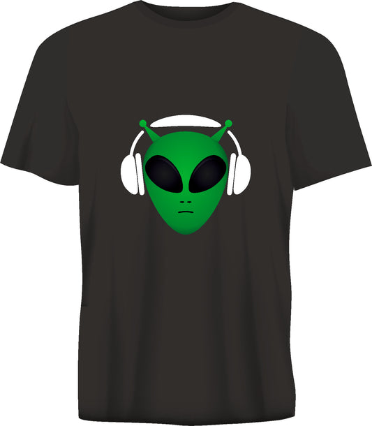 Short sleeve t-shirt TS322  Alien head with a dj headphones black