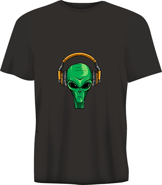Short sleeve t-shirt TS324 Alien head with headphones  black