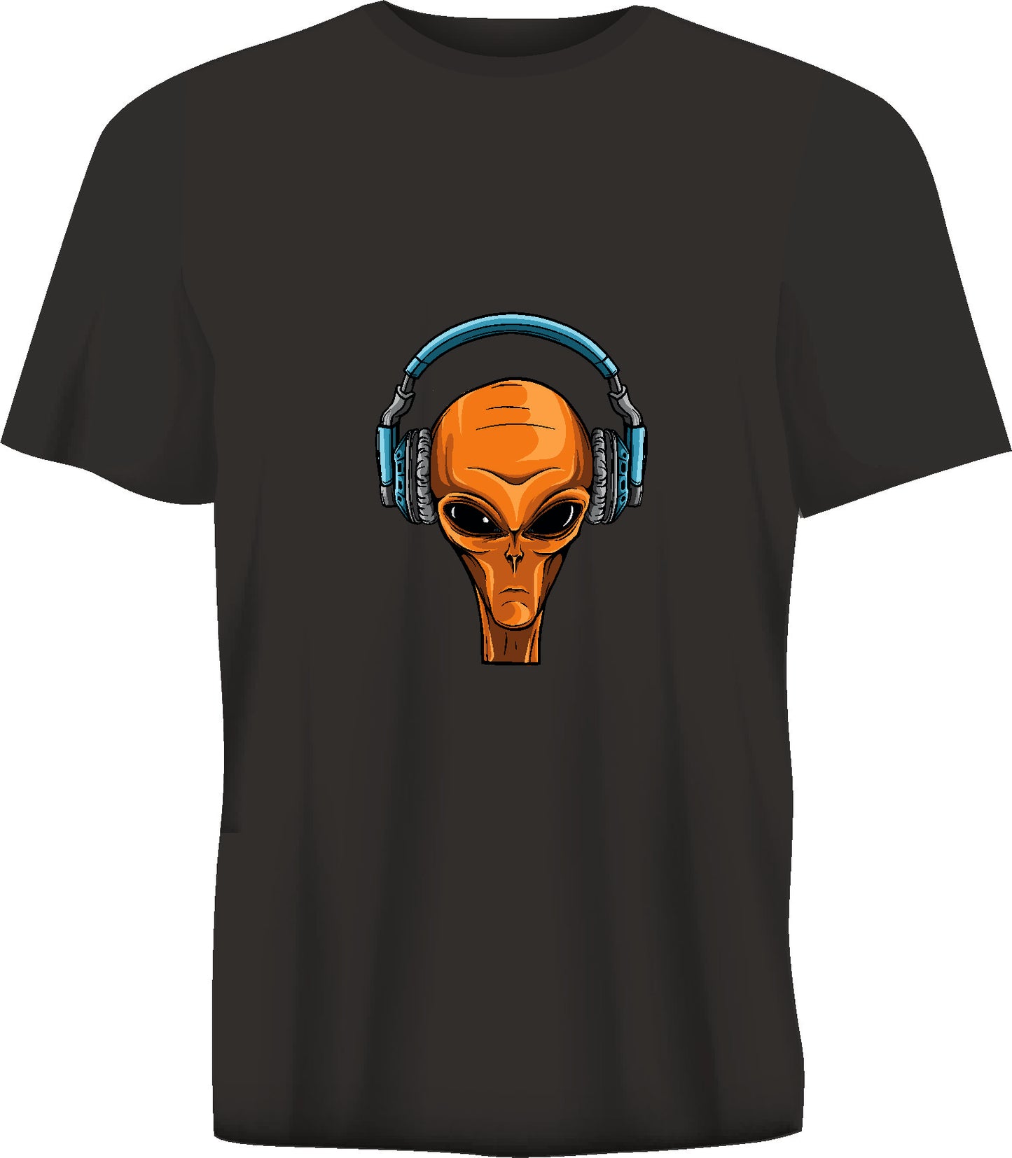 Short sleeve t-shirt TS326 Alien head with headphones  black