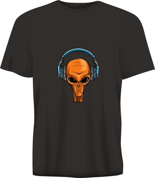 Short sleeve t-shirt TS326 Alien head with headphones  black